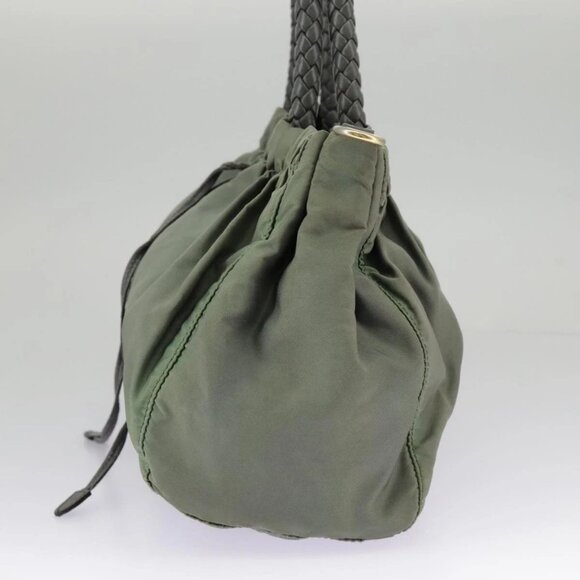 PRADA Hand Bag Nylon 2way Green Gold Auth - Picture 3 of 15